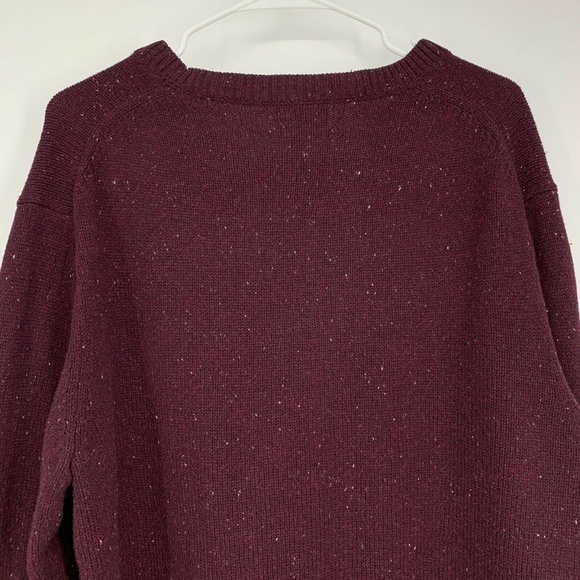 Club Monaco Mens Sweater Burgundy Marled 100% Wool Pullover Crewneck - Picture 10 of 11